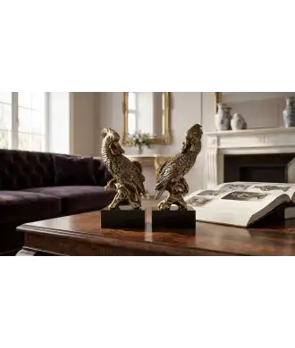Antique Gold & Brown Parrot Couple —  Decoration Luxury | Maison Imperiale