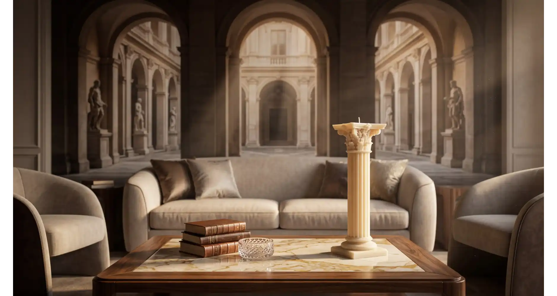 Corinthian Column Candle in Natural Beeswax —  Decoration Luxury | Maison Imperiale