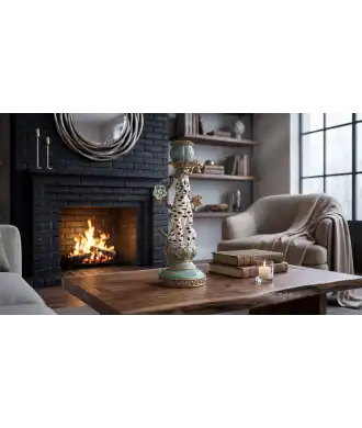 Bougeoir Léopard Vert Beige & Or 2 —  Décoration Luxury | Maison Imperiale