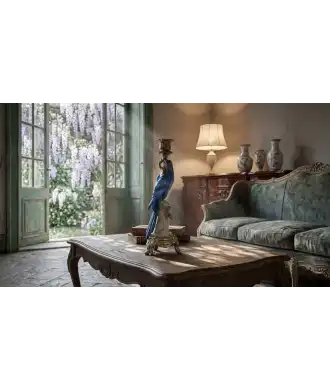 Bougeoir Perroquet Bleu & Or 1 —  Décoration Luxury | Maison Imperiale