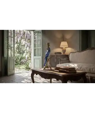 Bougeoir Perroquet Bleu & Or 2 —  Décoration Luxury | Maison Imperiale