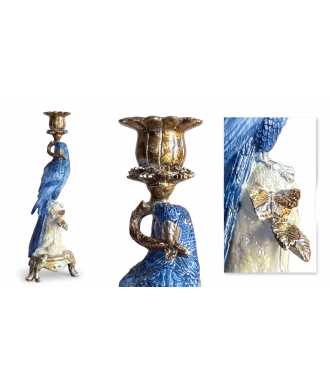 Bougeoir Perroquet Bleu & Or 7 —  Décoration Luxury | Maison Imperiale