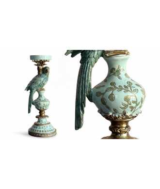 Bougeoir Perroquet Vert & Or 6 —  Décoration Luxury | Maison Imperiale