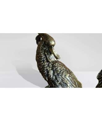 Antique Gold & Brown Parrot Couple 7 —  Decoration Luxury | Maison Imperiale